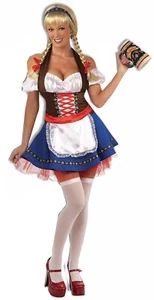 Fraulein Oktoberfest Bavarian Beer Garden Girl Fancy Dress Up Halloween Costume - Picture 1 of 4