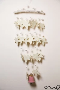 Handgefertigtes cremefarbenes Windspiel natürliches Windspiel Glocke schöner Klang Ahorn M25CP - Bild 1 von 9