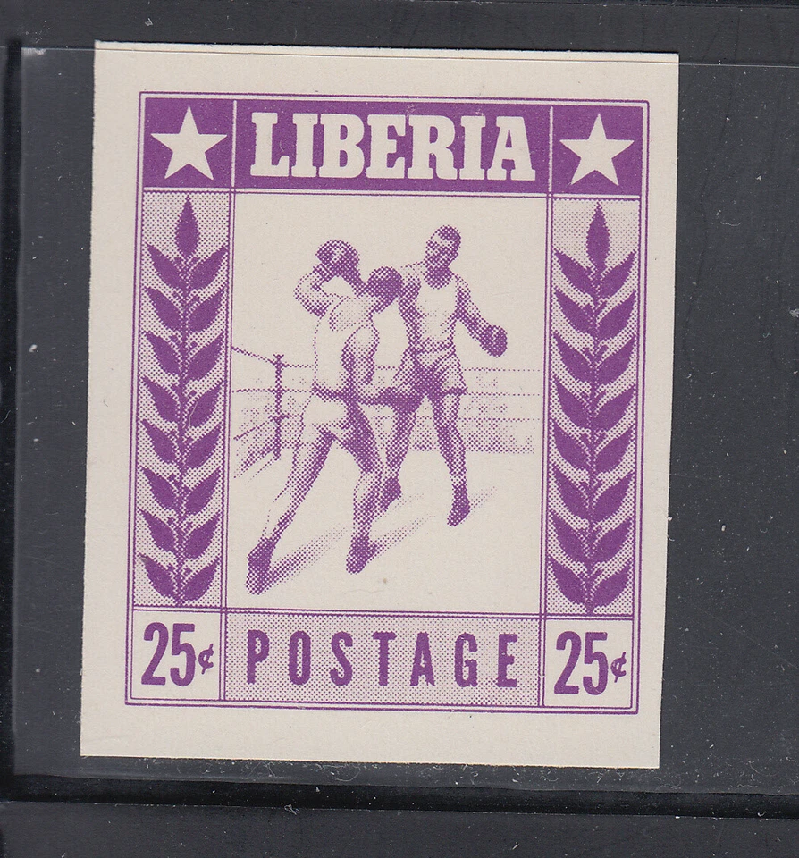 Liberia # 349 Imperf Trial Color Proof in Purple MNH Sports Boxing - Image 1 of 1