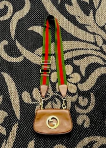 Gucci Umhängetasche hellbraun Leder mit langem Netz verstellbarem Riemen - Bild 1 von 14