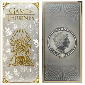 Juego de Tronos Trono de Hierro 3g Plata Marcador Lámina Nota - Imagen 1 de 3