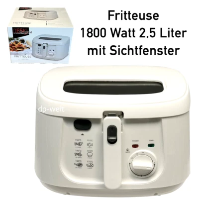 Fritteuse 2,5L weiß Friteuse 1800W 2,5 Liter Fritöse Frittöse mit Sichtfenster - Bild 1 von 4