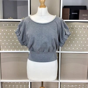 3.1 Phillip Lim Top Medium Grey Cropped Jersey Short Sleeve Layering Lagenlook - Picture 1 of 18