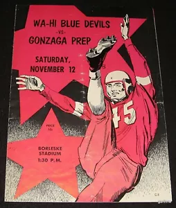 WALLA WALLA HIGH SCHOOL 1960 FUSSBALLPROGRAMM vs GONZAGA VORBEREITUNG - Bild 1 von 1