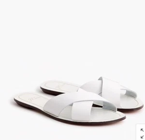 J.Crew Womens Size 11 White Leather Cyprus Sandal Slides - Picture 1 of 9