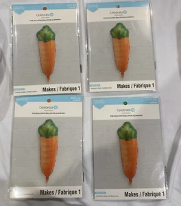 Celebrate It Lot Of 4 Carrot Foil Balloons Easter, Party, Fun, - Picture 1 of 5