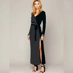 New Romantics Free People Striped Referee Maxi Dress Black And White Size Small - Picture 1 of 13