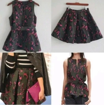 Conjunto de falda Banana Republic camuflada y rosa ajustada y acampanada - Talla 4 Foto 1 de 4