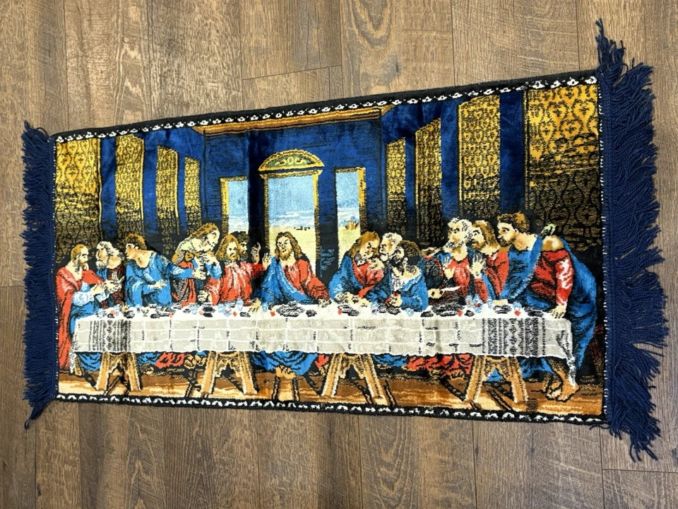 "Alfombra tapiz de terciopelo de colección La última cena roja Jesús cristianismo 43"" x 19""" Foto 1 de 4