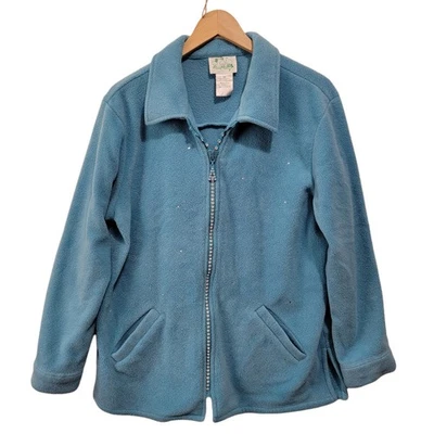 The Quacker Factory Womens Sparkle & Shine Zip Front Fleece Jacket A32787 Medium - Image 1 of 4