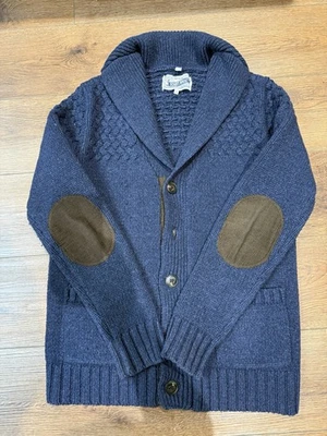 Schott Bros NYC Shawl Collar Cardigan Sweater L Corduroy Accent Fisherman Dad - Image 1 of 4