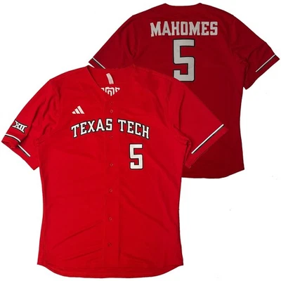 Adidas Texas Tech Red Raiders Mahomes Baseball Jersey - Red (Men’s Large) L - Image 1 of 4