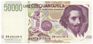 50000 LIRE GIAN LORENZO BERNINI II TIPO LETTERA B 09/12/1992 FDS-/FDS - Picture 1 of 6