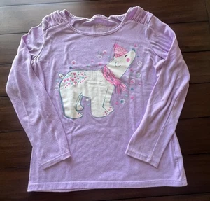 Girls Size 10-12 Circo SLEEP SHIRT LONG SLEEVE Purple Polar Bear - Picture 1 of 6