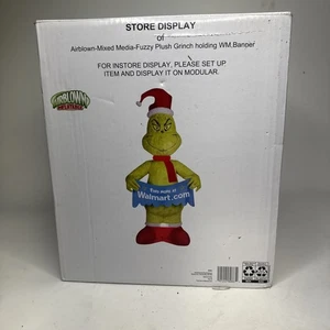 Grinch soffiato ad aria con banner Walmart esposizione negozio gonfiabile fuzzy nuovo 10’ raro - Foto 1 di 5