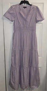 Quince Women's 100% Organic Cotton Poplin Tiered Maxi Dress Lavender Small - Picture 1 of 17