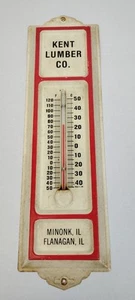Kent Lumber Co. 13" Metal Advertising Thermometer Minonk/Flanagan IL History Old - Picture 1 of 11