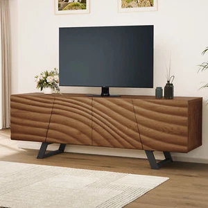 63" Modern TV Stand Wood Media Console Cabinet for TVs up to 65" w/Storage - Picture 1 of 7