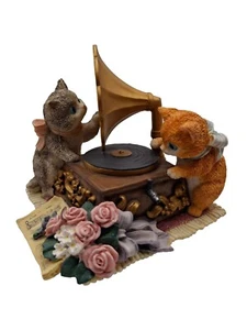 San Francisco Music Box Cats Kittens Gramophone Record Player Plays Yesterday 5" - Picture 1 of 10