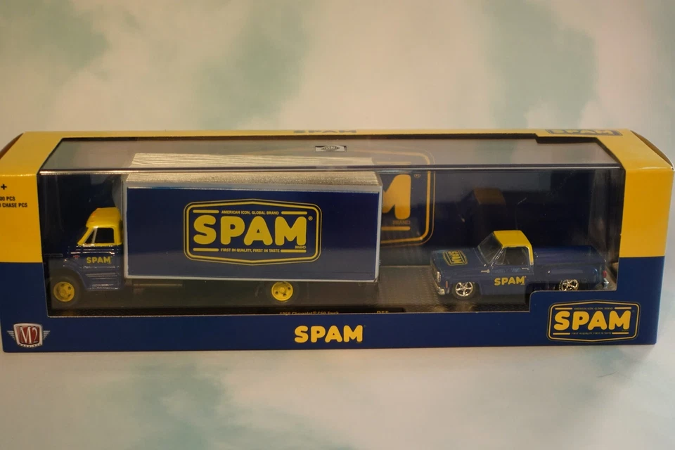 1/64th M2 Auto Haulers R55 SPAM 1968 Chevy Box Truck & 1979 Silverado Stepside - Image 1 of 1
