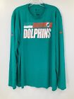 Miami Dolphins Game Used On Field Aqua Dri-Fit Long Sleeve Shirt 2Xl *See Stain*