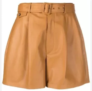 Polo Ralph Lauren Flared Leather Women Shorts Camel Size uk 14 - Picture 1 of 11
