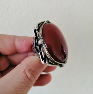 Agate Stone Men's Natural Stone Handmade Men's Ring Jewelry Silver Ring - Picture 1 of 3