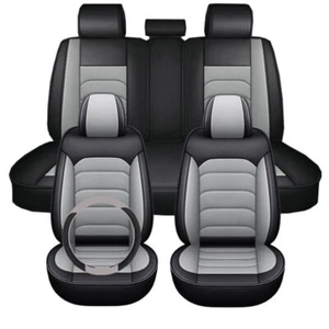 Car Seat Cover luxury Leather 5-Seats Full Front +Rear Protector For Toyota Gray - Picture 1 of 13