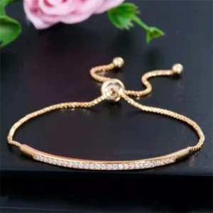 Delicate Rhinestone Bracelet Stainless Steel Simple Hand Bangle Girls - Picture 1 of 15