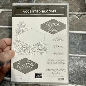 Stampin Up ACCENTED BLOOMS Red Rubber Cling Stamp Set NIP - Picture 1 of 2