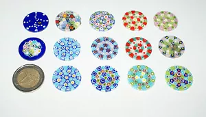 Antica Murrina Veneziana MILLEFIORI Glass Vetro VENEZIA COLORATA TONDA 23 mm. - Imagen 1 de 15