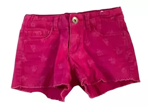 Vintage y2k Jordache Girls 7 Pink Rose Floral Shorts Raw Hem Cutoff Bootie Adjus - Picture 1 of 4