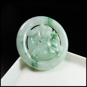 【KATHY JADE】Icy Emerald Flora Pixiu Jadeite Jade Pendant《Grade A》 - Picture 1 of 3
