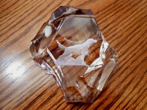 Vintage VAL ST LAMBERT Belgium Crystal Rock POINTER DOG Paperweight Signed - Picture 1 of 6