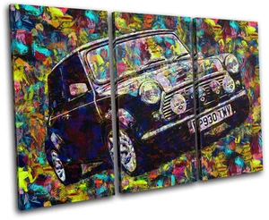 Vintage Retro Farbe Mini Cooper Autos DREIBEL LEINWANDKUNST Bilddruck - Bild 1 von 1