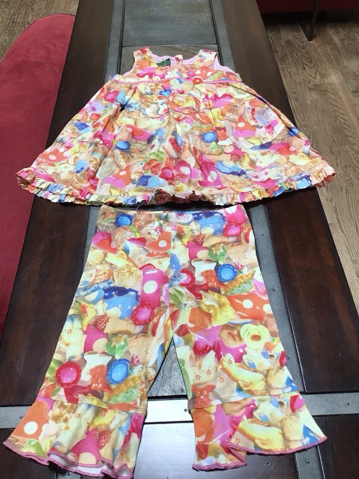 OILILY Conjunto de Vestido y Pantalones Niñas Pequeñas 2-3 EU-86-92 Pastel Floral Usado en Excelente Condición Portugal Foto 1 de 4