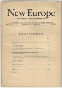 WW2 Issue - New Europe - Monthly Review of International Affairs. August 1942 - Foto 1 di 1