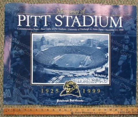 LAST Football Game at OLD Pitt Stadium Poster 1999 Pitt Panthers vs Notre Dame Cover