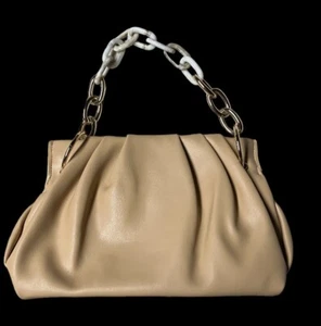 HOUSE OF WANT VEGAN LEATHER CAMEL COLOR HAND BAG OR SHOULDER BAG MAGNETIC CLOSE  - Picture 1 of 9