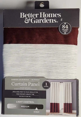 Better Homes & Gardens Maroon Color Block 84" x 50" Curtain Panel - Image 1 of 2