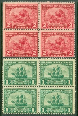 EDW1949SELL : USA 1920 Scott #548-49 Blocks of 4. Mint Never Hinged. Cat - Image 1 of 2