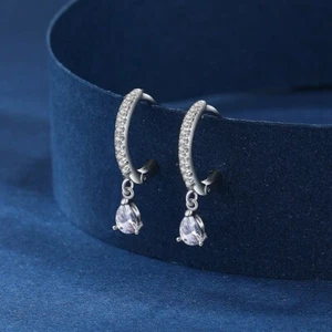 Creolen mit Anhänger Tropfen Sterling Silber 925 Zirkonia Damen Ohrringe - Bild 1 von 6