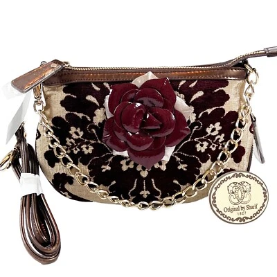 Original by Sharif Velvet Tapestry Convertible Clutch Crossbody Bag 3D Flowr NEW - Image 1 of 4