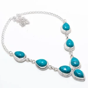 Turquoise Garnet Gemstone Handmade 925 Sterling Silver Jewelry Necklaces Sz 18" - Picture 1 of 1