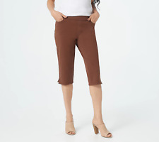 10 Denim & Co. Comfy Knit Smooth Waist Skimmer Shorts Chocolate Brown