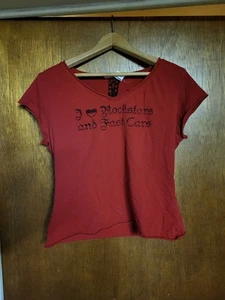 No Boundaries Organic Cotton Burgundy Graphic T-Shirt Top Juniors L - Picture 1 of 5