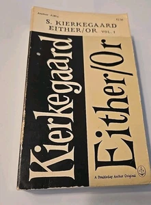 Kierkegaard Either/ Or Edward Gorey Cover Vintage Paperback Rare Book Vol 1 - Foto 1 di 3