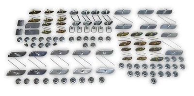 55 Chevy Bel Air Juego de montaje de clip de moldura lateral completo de 2 y 4 puertas de acero inoxidable Foto 1 de 3