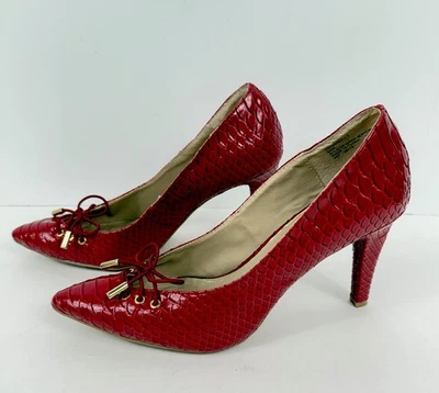 Zapatos de tacón de aguja Rialto Mully rojo piel de serpiente con cordones talla 8,5 Foto 1 de 4