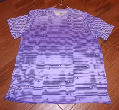 Camisa para hombre Adidas púrpura a rayas con logotipo completo talla 2XL Foto 1 de 2